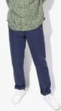 Louis Philippe Sport Navy Blue Regular Fit Solid Chinos Men