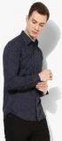 Louis Philippe Sports Navy Blue Printed Slim Fit Casual Shirt men