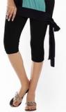 Lux Lyra Black Solid Capri Women