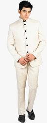 Luxurazi Cream Solid Suit Men