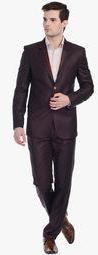 Luxurazi Maroon Solid Suit Men