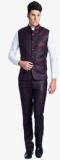 Luxurazi Wine Solid Waistcoat & Trouser Men