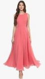 Mabish By Sonal Jain Peach Coloured Solid Maxi Dress Women