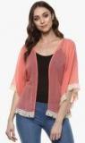 Mabish By Sonal Jain Peach Solid Shrug Women