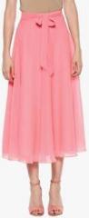 Mabish By Sonal Jain Pink Solid Flared Skirt women