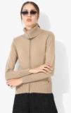 Madame Beige Solid Cardigan Women