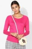 Madame Fuchsia Solid Round Neck Pullover Women