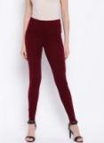 Madame Maroon Solid Winter Leggings Women