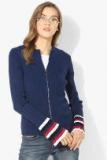 Madame Navy Blue Ribbed Sweater Women