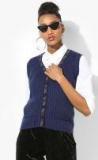 Madame Navy Blue Self Design Cardigan Women