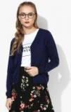 Madame Navy Blue Solid Cardigan Women