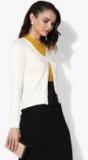 Madame Off White Solid Cardigan Women