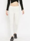 Madame Off White Solid Winter Leggings Women