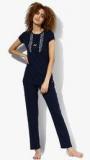 Madame Secret Navy Blue Embroidered Nightwear Set women