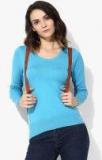 Madame Turquoise Blue Solid Pullover Women