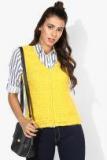 Madame Yellow Self Design Cardigan Women