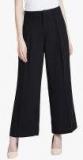 Magre Black Loose Fit Solid Formal Trouser Women