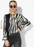 Mango Black Printed Blouse Women