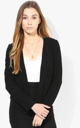 Mango Black Solid Jacket Women