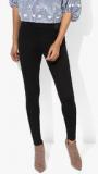 Mango Black Solid Leggings Women