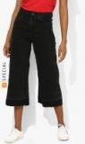 Mango Black Solid Mid Rise Flared Fit Jeans Women