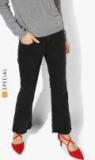 Mango Black Solid Mid Rise Slim Fit Jeans Women