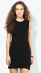 Mango Black Solid Shift Dress Women