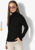 Mango Black Solid Sweater Women