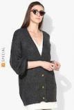 Mango Charcoal Grey Solid Cardigan Women