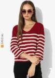 Mango Fuchsia Striped Sweater Women