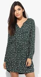 Mango Green Printed Shift Dress Women