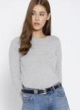 Mango Grey Melange Solid Pullover Women