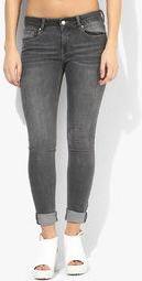 Mango Grey Mid Rise Skinny Jeans Women