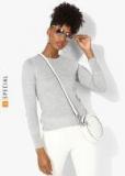 Mango Grey Self Design Sweater Women