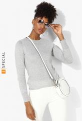 Mango Grey Self Design Sweater women