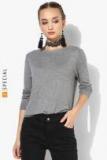 Mango Grey Solid Sweater Women