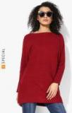 Mango Maroon Striped Sweater Women