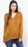 Mango Mustard Yellow V Neck Sweater Women