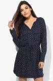 Mango Navy Blue Printed Skater Dress Women