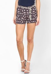 Mango Navy Blue Shorts Women