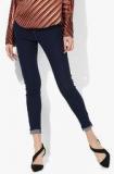 Mango Navy Blue Solid Mid Rise Regular Fit Jeans women