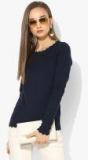 Mango Navy Blue Solid Sweater Women