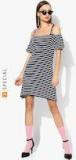 Mango Navy Blue Striped Shift Dress Women