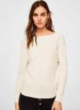 Mango Off White Solid Styled Back Pullover Women