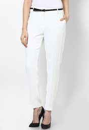 Mango Offwhite Trousers Women