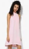 Mango Pink Coloured Solid Shift Dress Women