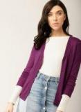 Mango Purple Solid Cardigan Women