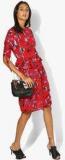 Mango Red Coloured Printed Shift Dress Women