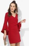 Mango Red Coloured Solid Shift Dress Women