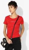 Mango Red Embroidered T Shirt Women